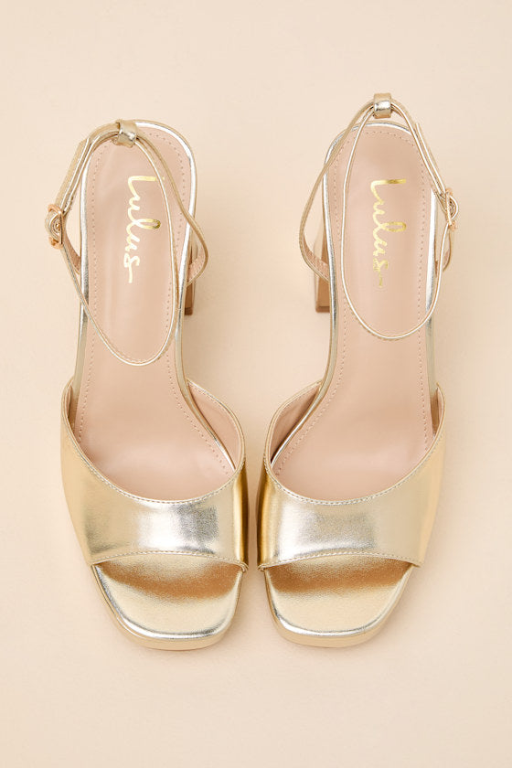 Krissy Gold Ankle Strap Platform Sandals