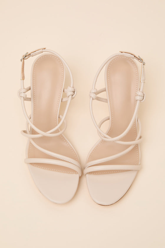 Inari Beige Strappy Slingback High Heel Sandals