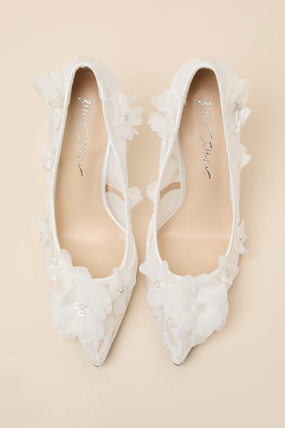 SB-Darcy Ivory Floral Lace Pointed-Toe Pumps