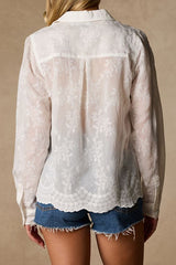 Merit Ivory Embroidered Collared Top