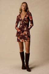 Hayden Brown Multi Floral Mesh Mini Dress