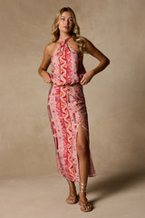 Lindley Pink Multi Boho Print Midi Skirt