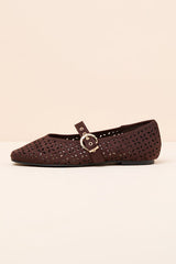Nanette Brown Eyelet Buckle Ballet Flats