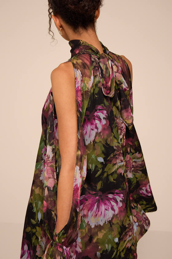 Helsi Green Multi Floral Long Sleeve Mini Dress