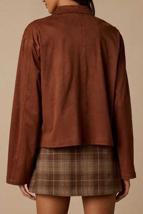 Hilary Brown Suede Collared Jacket
