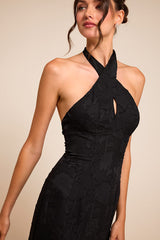 Eloria Black Halter Maxi Dress