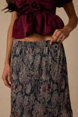 Dimitria Black Multi Floral Lurex Maxi Skirt