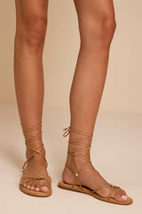 Emory Tan Lace-Up Sandals