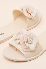 Babe Petals Beige Slide Sandals
