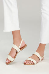Blaise White Flat Sandals