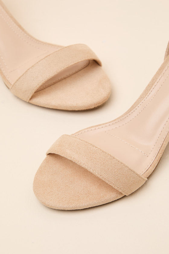 Harper Natural Suede Ankle Strap Heels