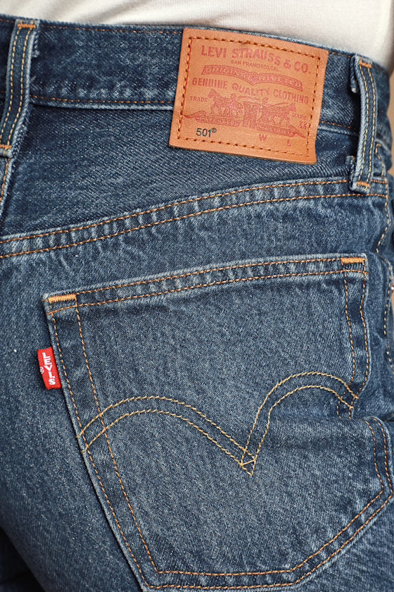 501 Medium Wash Long Denim Shorts