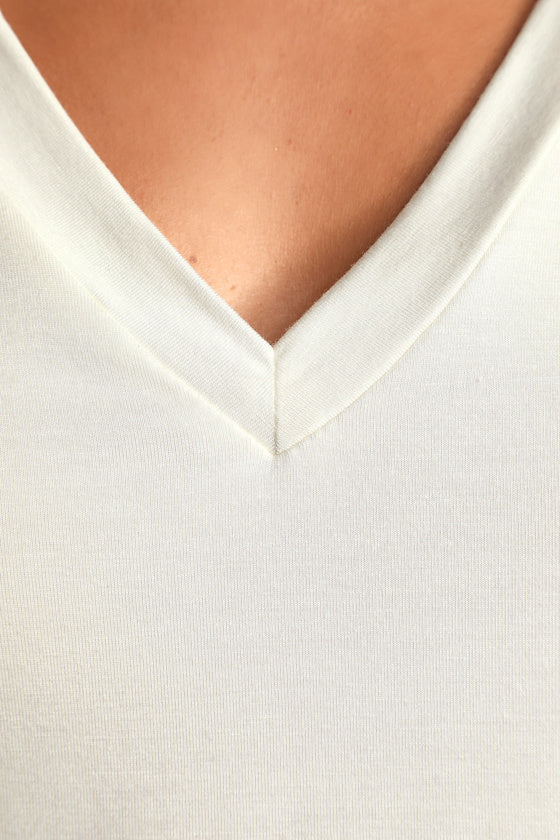 Adyn White V-Neck T-Shirt Bodysuit