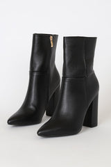 Dawson Black Pebble Pointed-Toe Mid Calf Boots