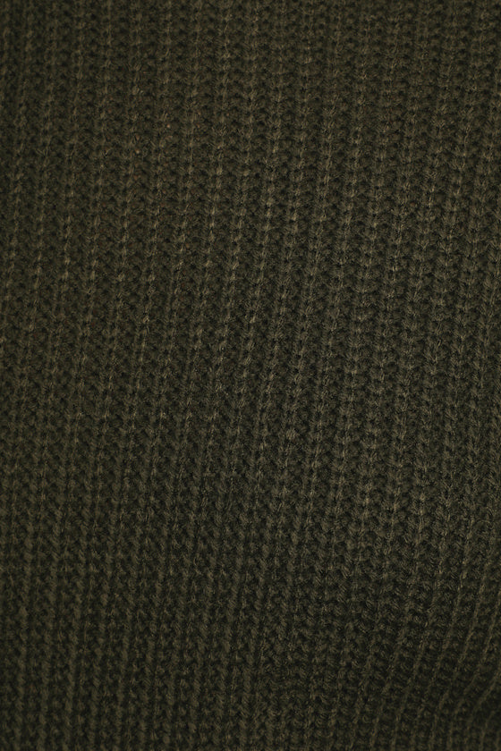 Ride On By Dark Olive Green Knit Backless Cropped Sweater