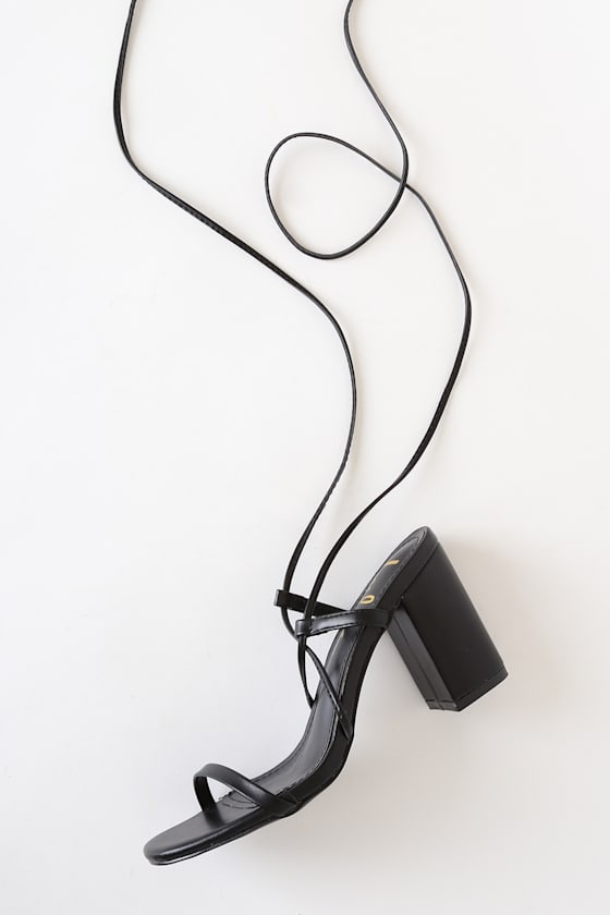 Aribaa Black Lace-Up High Heel Sandals
