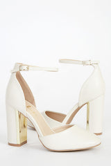 Laura Off White Ankle Strap Heels