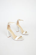Taylor Ivory Satin Ankle Strap Heels