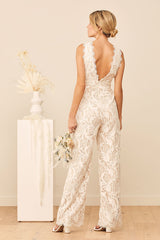Enamored With You White Lace Wide-Leg Jumpsuit