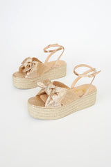 Rayanna Rose Gold Espadrille Platform Sandals