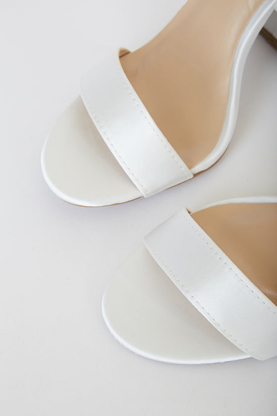 Alta Ivory Satin Lace-Up Heels