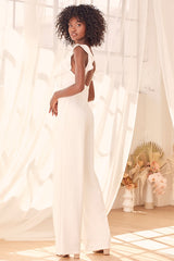 Feel Your Love White Ruffled Wide-Leg Jumpsuit