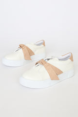 Calissa Light Nude Bow Flatform Sneakers