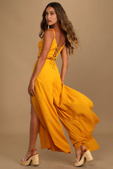Out Tonight Mustard Yellow Two-Piece Jumpsuit