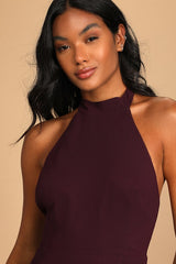 Captured Your Heart Dark Purple Halter Maxi Dress