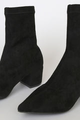 Aeryn Black Suede Pointed-Toe Mid-Calf Boots