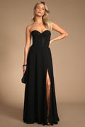Remember This Moment Black Rhinestone Strapless Maxi Dress