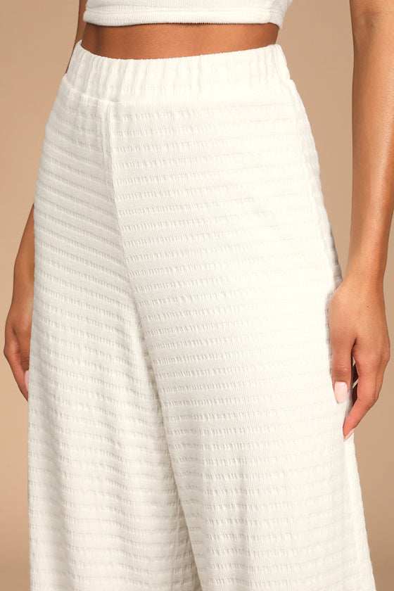 Blissful Beginnings White Wide-Leg Lounge Pants