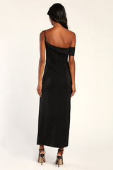 Showing Off a Little Black Asymmetrical Tulip Midi Dress