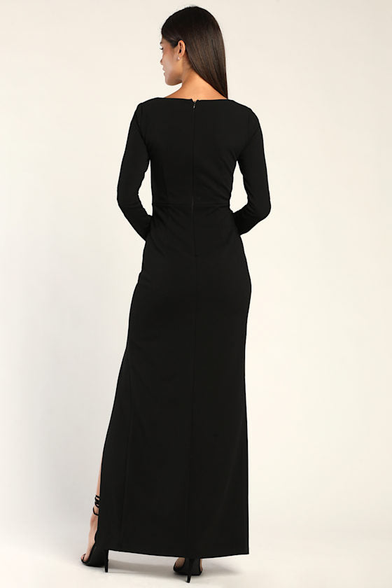 Glamorous Sweetheart Black Long Sleeve Maxi Dress