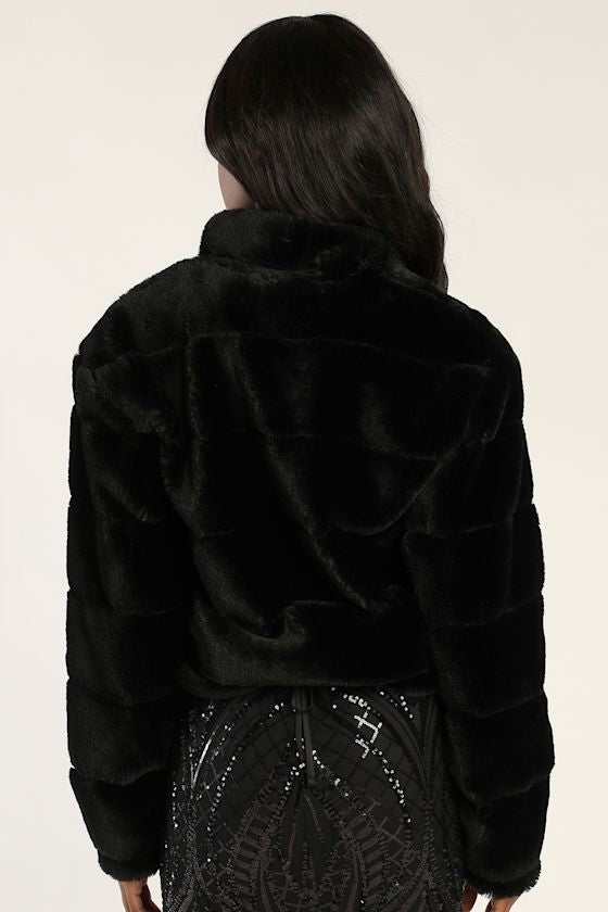 Snow Must Go On Black Faux Fur Quilted Jacket