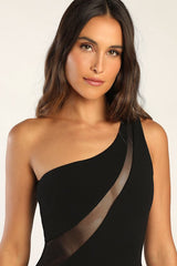 Modern Attraction Black One-Shoulder Mermaid Maxi Dress
