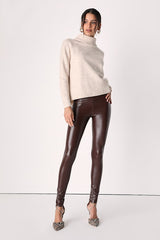 Rock Music Chocolate Brown Vegan Leather Leggings